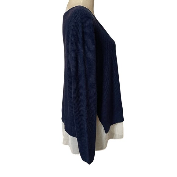 a.n.a. Sweater Blouse Womens XL Navy Blue Long Sleeve Scoop Neck Lightweight - Picture 4 of 8